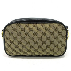 Gucci Shoulder Canvas GG Beige Bag Marmont Black